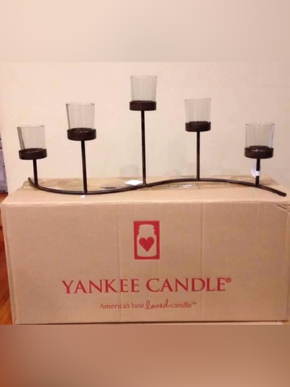 Yankee Candle Black Metal Triple Glass Tea Light Stand